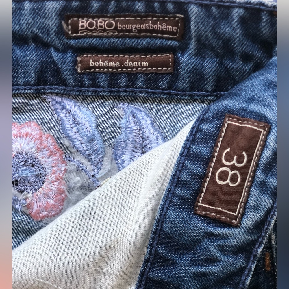 BOBÔ Brazilian brand denim skirt with tiger and flowers embroidered jeans - Picture 6 of 10